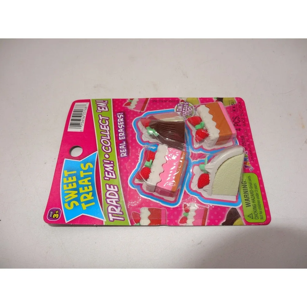Jaru Sweet Treats 4 Mini Puzzle Erasers New in Package 25168 2012 Cake Slices